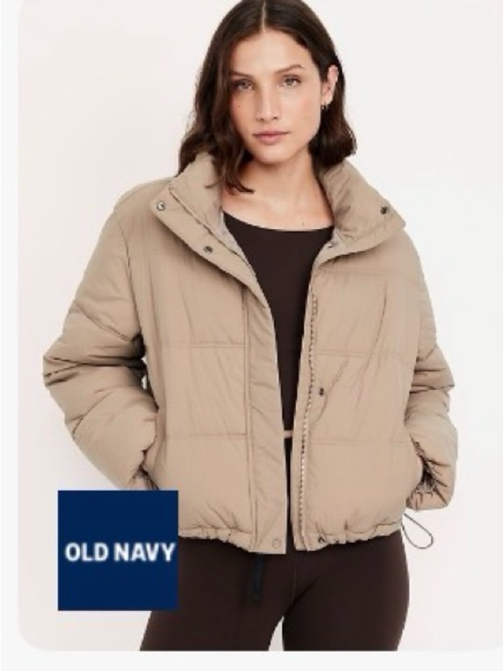 Old Navy Beige Cropped Puffer Jacket